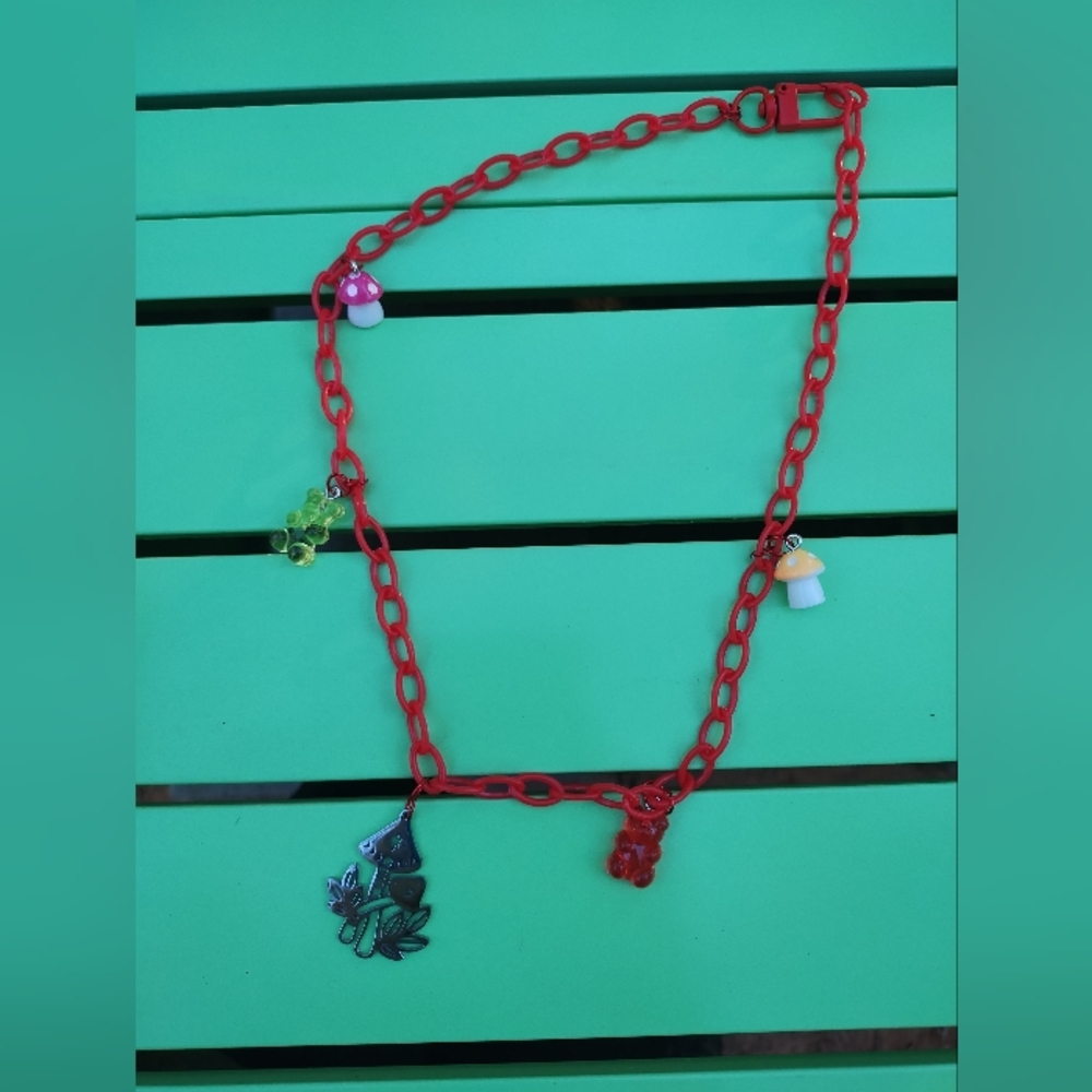 PUNKY Mushroom and Gummy Bear Necklace.